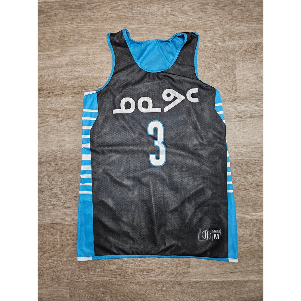 Nunavut Basketball Reversible Jersey Womens Medium Blue Black Tank Top Number 3